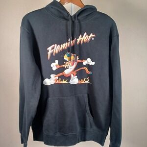 Cheetos Flaming Hot Official Chester Cheetah Graphic Hoodie Soft Black‎ Large